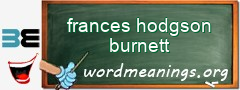 WordMeaning blackboard for frances hodgson burnett